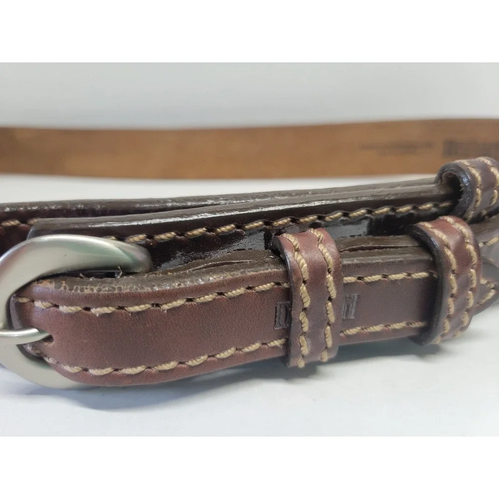 Duluth Trading‎ Co Brown Leather Double Stitched Belt Mens 34 Made in USA 90013